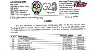 Navodaya Vidyalaya NVS Various Post 2025
